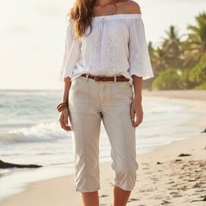 Karen Scott Women’s Capris Comfort Stretch Waist Stonewall Tan size 10 EUC